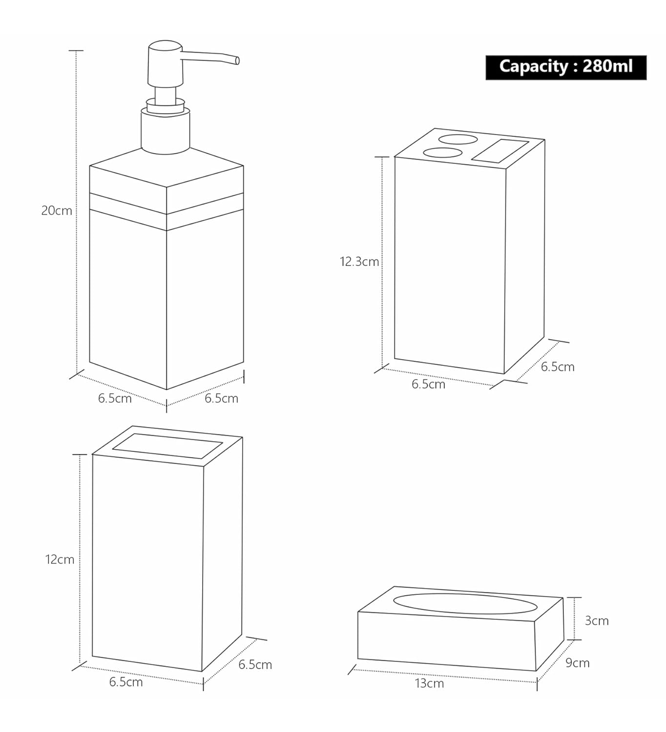 Premium Acrylic 4Pcs Bathroom Set – Black and Gold