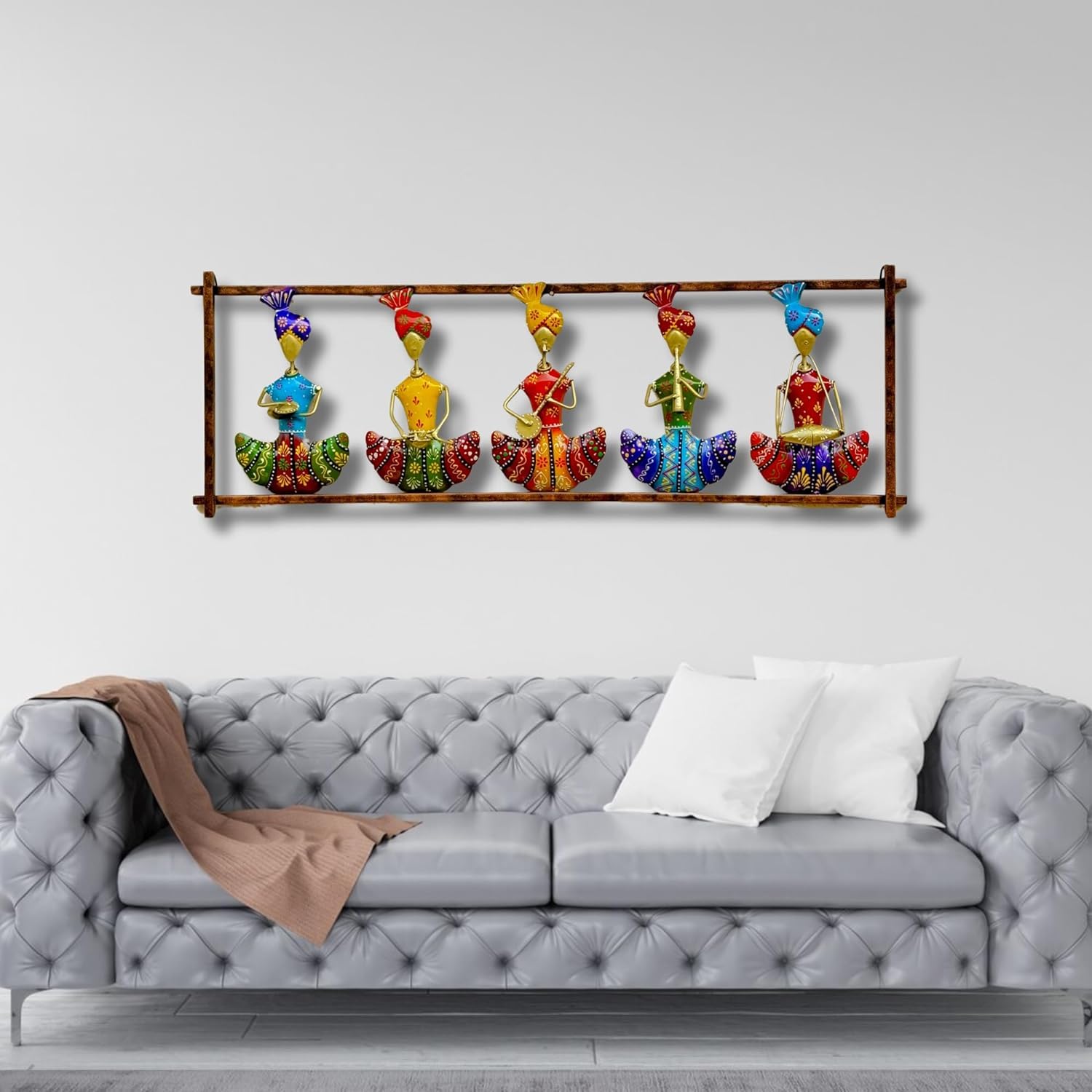 Metal Wall Art Rajasthani 5 Musicians Wall Decor/Wall Hanging For Home Office Living Room/Bedroom Decoration