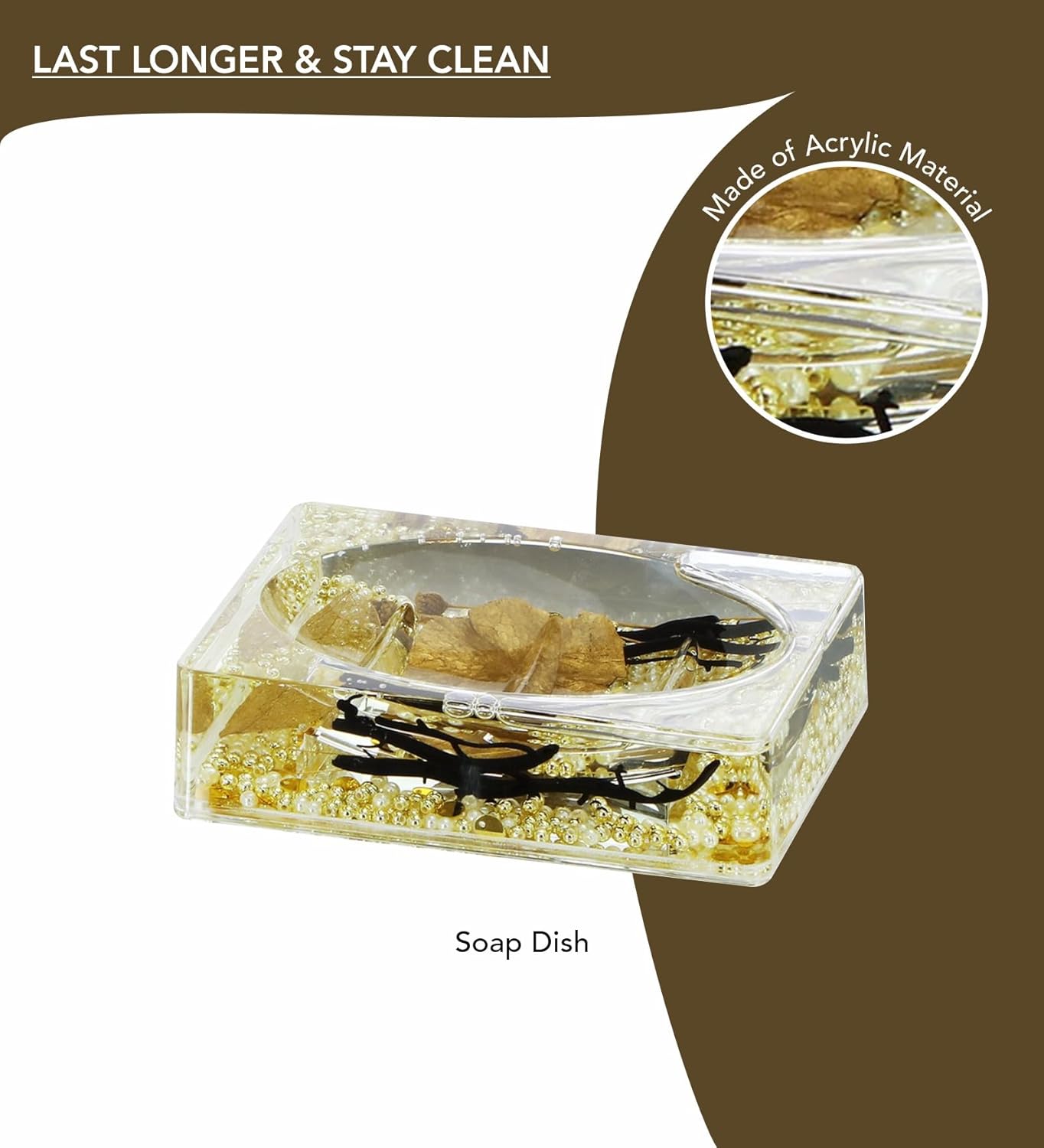 Premium Acrylic 4Pcs Bathroom Set – Black and Gold