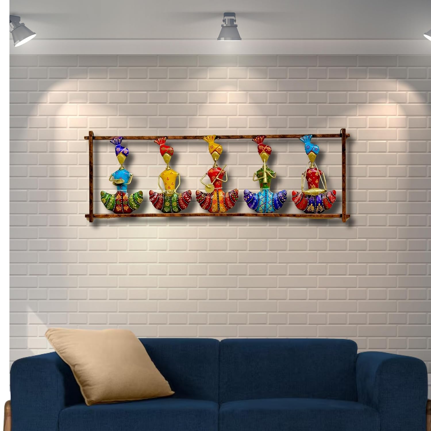 Metal Wall Art Rajasthani 5 Musicians Wall Decor/Wall Hanging For Home Office Living Room/Bedroom Decoration