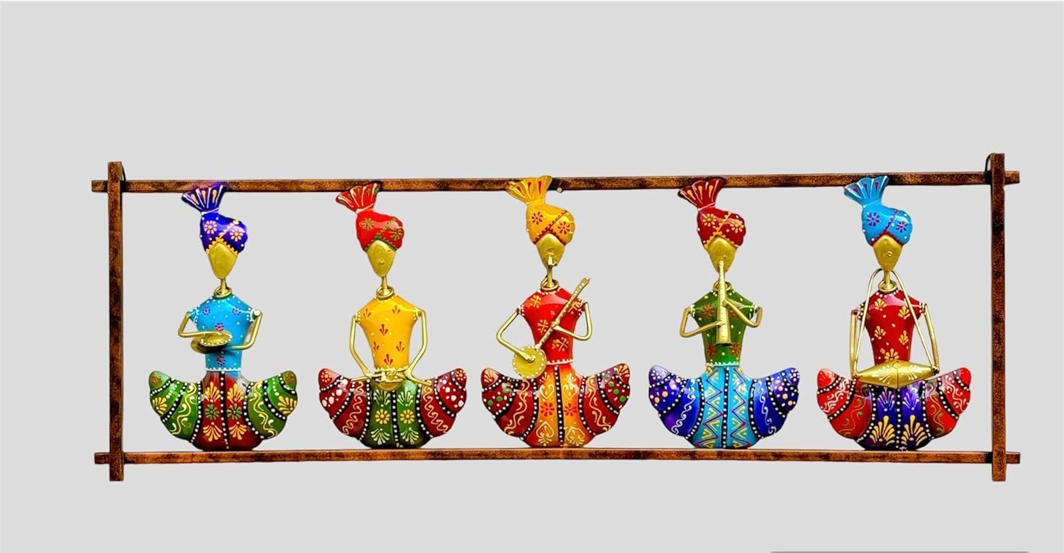 Metal Wall Art Rajasthani 5 Musicians Wall Decor/Wall Hanging For Home Office Living Room/Bedroom Decoration