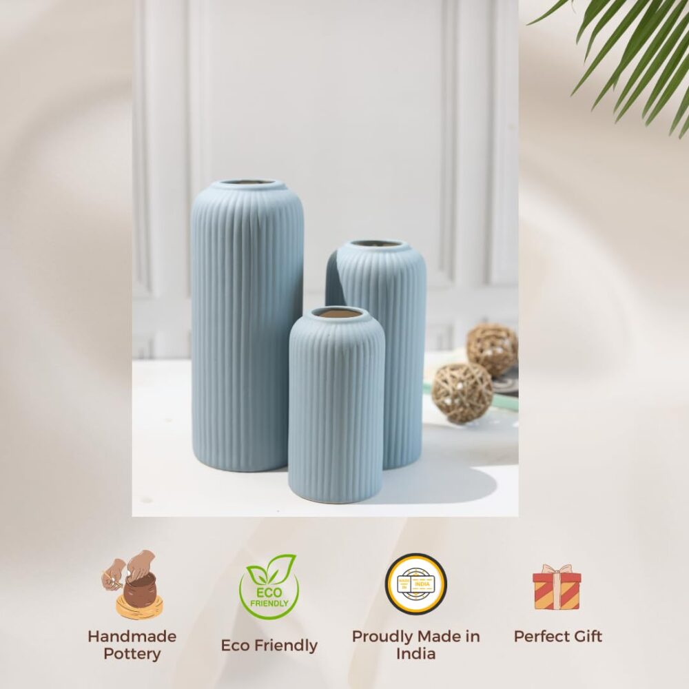 Modern Ceramic Flower Vase for Living Room, Flower Pots for Home Decoration (3 pcs) - Image 3